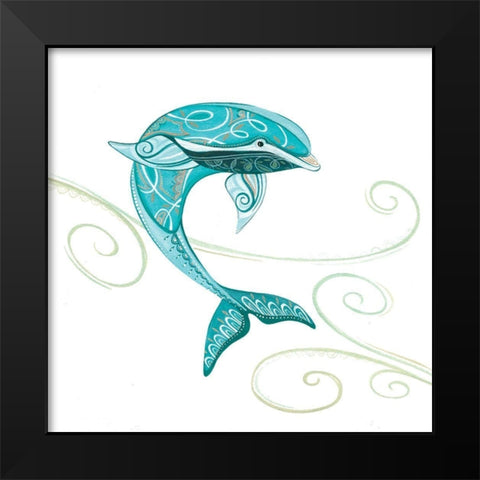 Dolphin Black Modern Wood Framed Art Print by P.S. Art