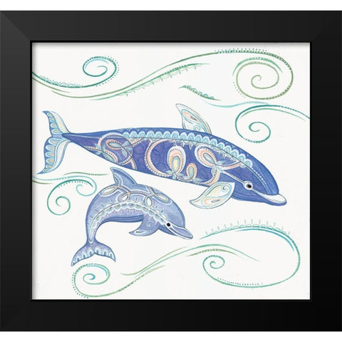 Dolphins II Black Modern Wood Framed Art Print by P.S. Art