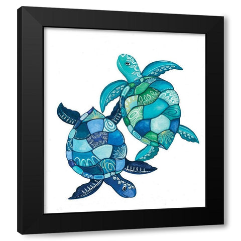 Sea Turtles Black Modern Wood Framed Art Print with Double Matting by P.S. Art