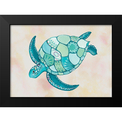 Sea Turtle Black Modern Wood Framed Art Print by P.S. Art