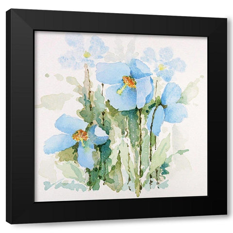 Blue Flowers IV Black Modern Wood Framed Art Print with Double Matting by P.S. Art