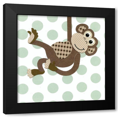 Monkey Black Modern Wood Framed Art Print by P.S. Art