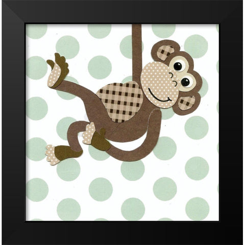 Monkey Black Modern Wood Framed Art Print by P.S. Art