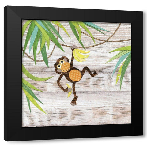 Monkey Black Modern Wood Framed Art Print by P.S. Art