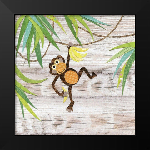 Monkey Black Modern Wood Framed Art Print by P.S. Art