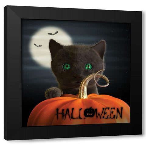 Halloween Black Modern Wood Framed Art Print with Double Matting by P.S. Art