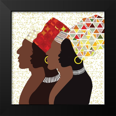 African Men and Women II Black Modern Wood Framed Art Print by P.S. Art