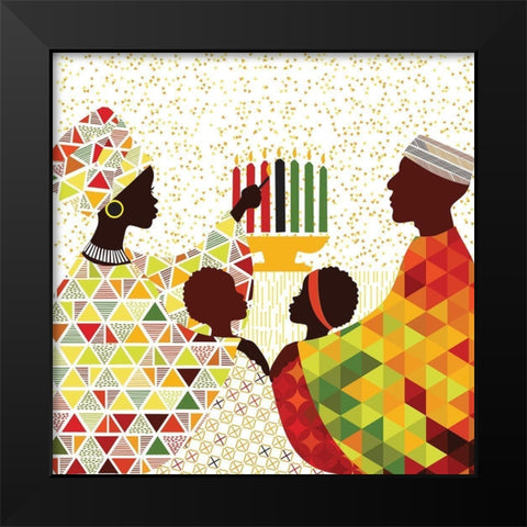Kwanza Family Black Modern Wood Framed Art Print by P.S. Art