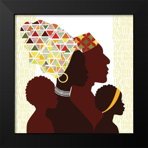 African Family Black Modern Wood Framed Art Print by P.S. Art