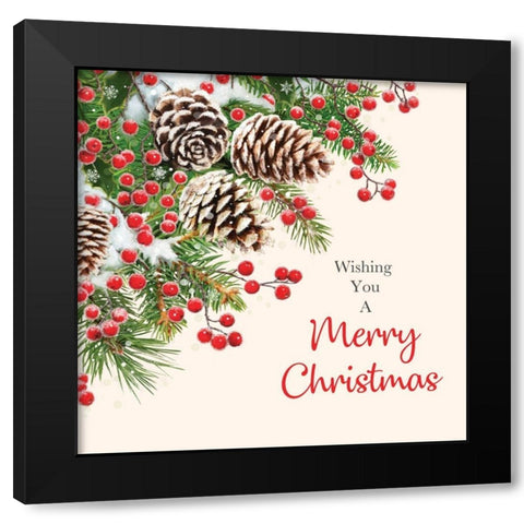 Christmas Wishes Black Modern Wood Framed Art Print with Double Matting by P.S. Art