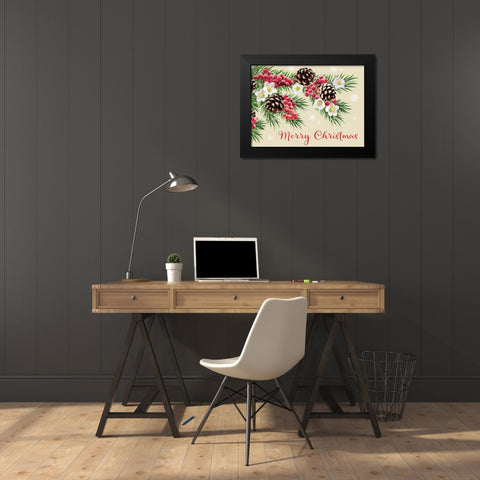 Merry Christmas Black Modern Wood Framed Art Print by P.S. Art