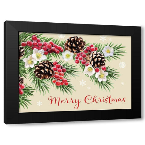 Merry Christmas Black Modern Wood Framed Art Print by P.S. Art