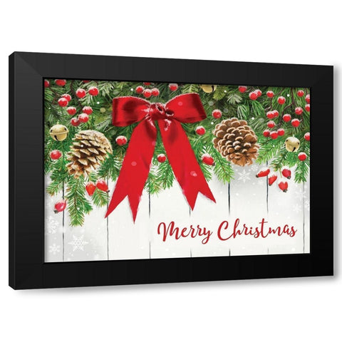 Merry Christmas Black Modern Wood Framed Art Print by P.S. Art