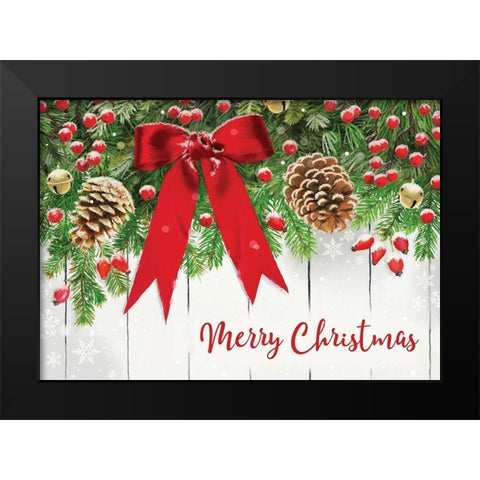 Merry Christmas Black Modern Wood Framed Art Print by P.S. Art