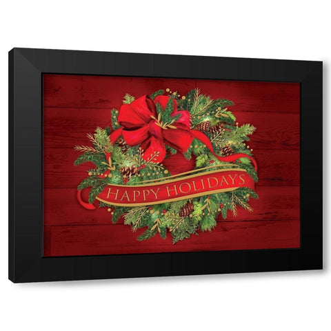 Christmas Wreath Black Modern Wood Framed Art Print by P.S. Art