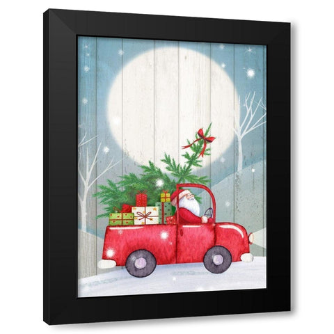 Santa Truck Black Modern Wood Framed Art Print with Double Matting by P.S. Art