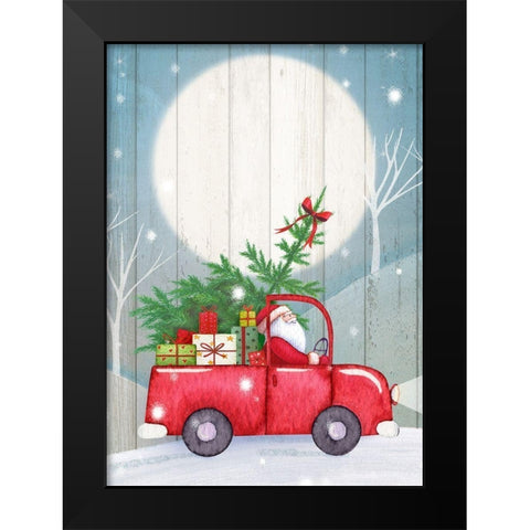 Santa Truck Black Modern Wood Framed Art Print by P.S. Art