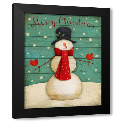 Merry Christmas Black Modern Wood Framed Art Print by P.S. Art
