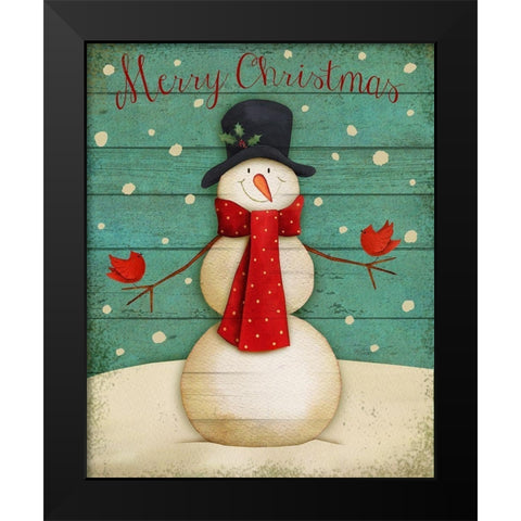 Merry Christmas Black Modern Wood Framed Art Print by P.S. Art