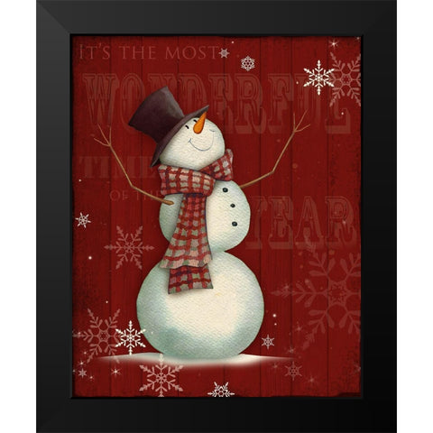 Snowman I Black Modern Wood Framed Art Print by P.S. Art