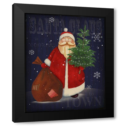 Santa Black Modern Wood Framed Art Print with Double Matting by P.S. Art