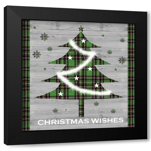 Christmas Wishes Tree Black Modern Wood Framed Art Print with Double Matting by P.S. Art