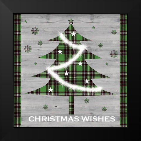 Christmas Wishes Tree Black Modern Wood Framed Art Print by P.S. Art