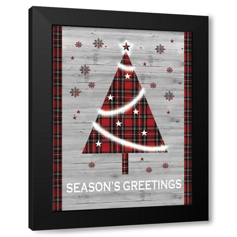 Seasons Greetings Tree Black Modern Wood Framed Art Print by P.S. Art