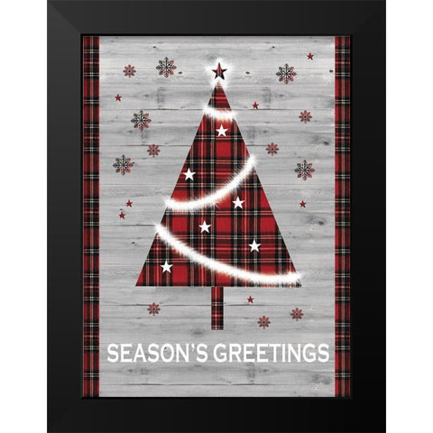 Seasons Greetings Tree Black Modern Wood Framed Art Print by P.S. Art