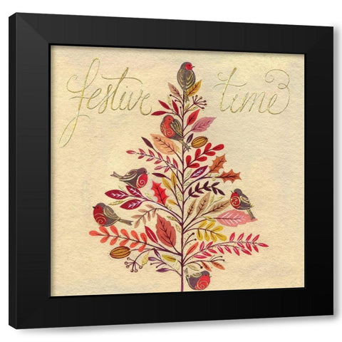 Festive Time Black Modern Wood Framed Art Print by P.S. Art