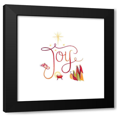 Joy Black Modern Wood Framed Art Print by P.S. Art