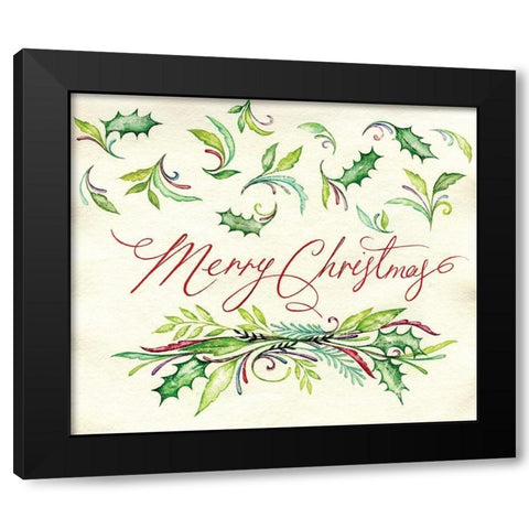 Merry Christmas Black Modern Wood Framed Art Print by P.S. Art