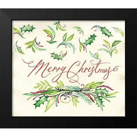 Merry Christmas Black Modern Wood Framed Art Print by P.S. Art