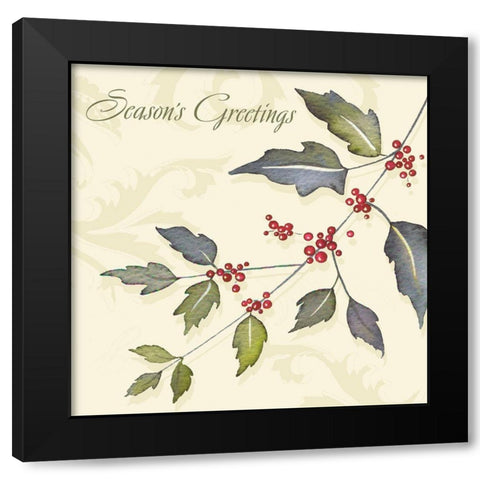 Seasons Greetings Black Modern Wood Framed Art Print with Double Matting by P.S. Art