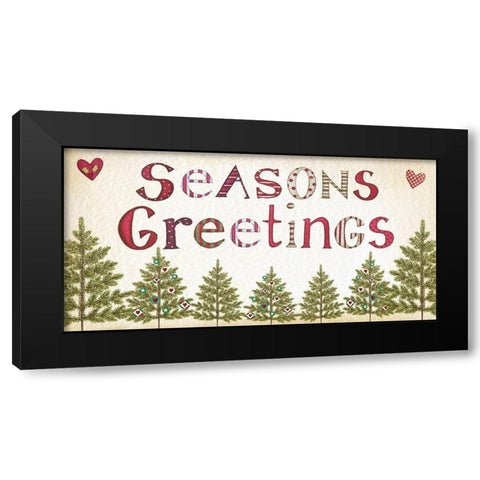 Seasons Greetings Black Modern Wood Framed Art Print with Double Matting by P.S. Art