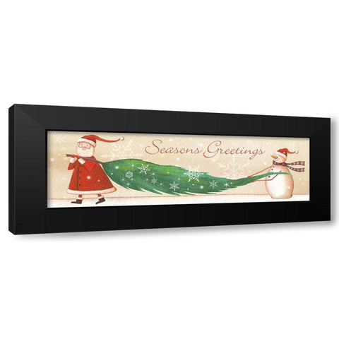 Seasons Greetings Black Modern Wood Framed Art Print with Double Matting by P.S. Art
