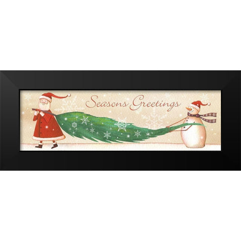 Seasons Greetings Black Modern Wood Framed Art Print by P.S. Art