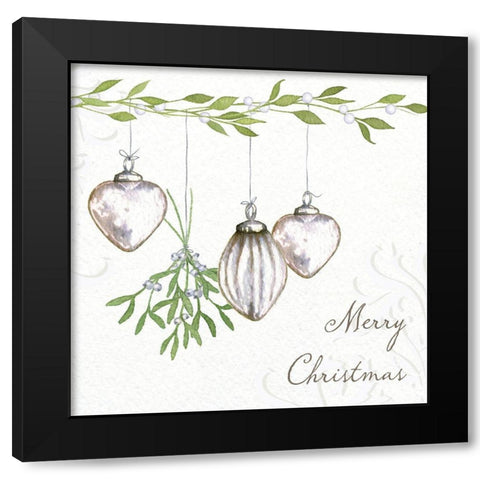 Merry Christmas Black Modern Wood Framed Art Print by P.S. Art