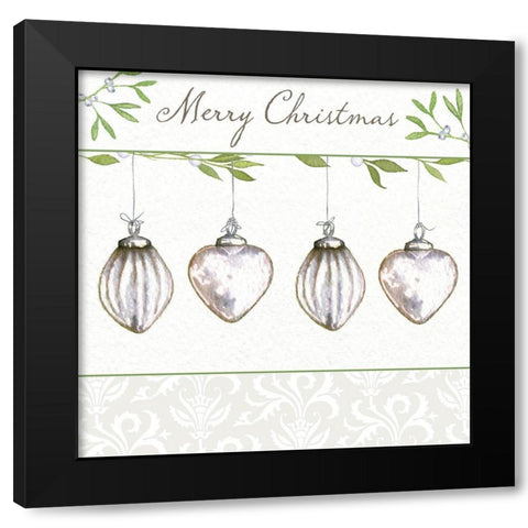 Merry Christmas Black Modern Wood Framed Art Print by P.S. Art