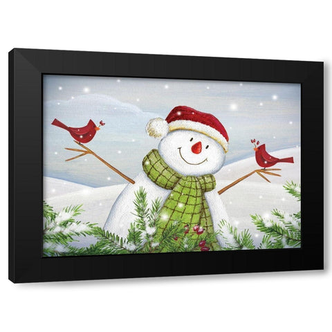 Cardinal Snowman Black Modern Wood Framed Art Print by P.S. Art