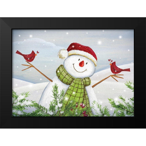 Cardinal Snowman Black Modern Wood Framed Art Print by P.S. Art