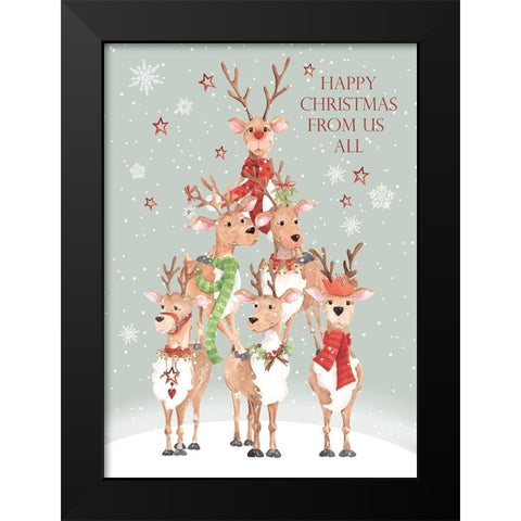 Happy Christmas Black Modern Wood Framed Art Print by P.S. Art
