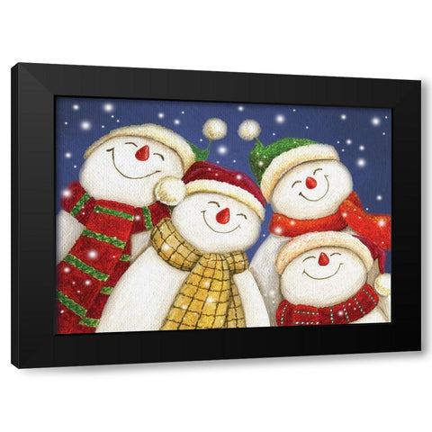 Snowman Friends II Black Modern Wood Framed Art Print with Double Matting by P.S. Art