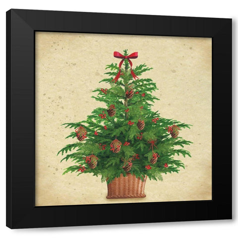 Holiday Tree Black Modern Wood Framed Art Print by P.S. Art