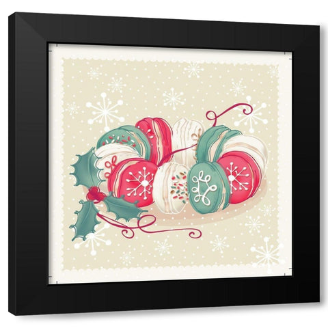 Merry Macaroons Black Modern Wood Framed Art Print with Double Matting by P.S. Art