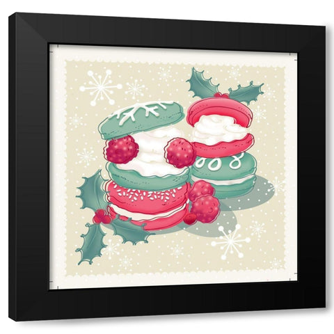 Merry Macaroons II Black Modern Wood Framed Art Print by P.S. Art