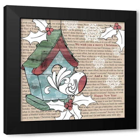 Birdhouse Black Modern Wood Framed Art Print with Double Matting by P.S. Art