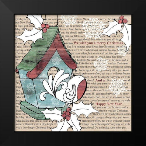 Birdhouse Black Modern Wood Framed Art Print by P.S. Art