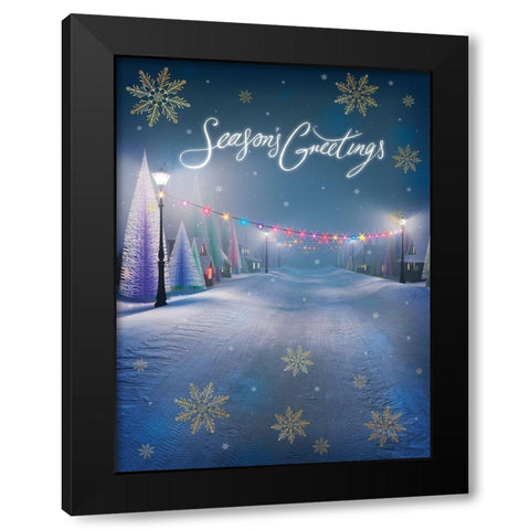 Seasons Greetings Black Modern Wood Framed Art Print by P.S. Art
