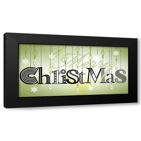 Merry Christmas Black Modern Wood Framed Art Print with Double Matting by P.S. Art